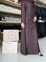 عباية ريوف بليزر بقماش ميرال مقلم بني محمر