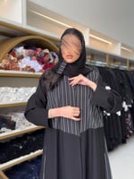 عباية خوله كريب الاناقة تدخيلات مقلم بخيط ابيض