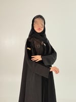 عباية فخر بقماش جاكار تدخيلات مخمل اسود دبل كلوش