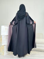 عباية رندا ا بليزر حرير مغسول اسود ورمادي