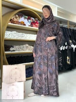 عباية نورهان حرير اوبل تو فيس اسود و بني