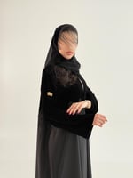 عباية ايمي بقماش مخمل كوري تدخيلات كريب باربي بشك