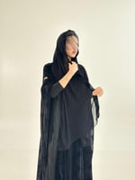 عباية مهره بقماش شيفون مخمل مبطن بكريب ملكي اسود