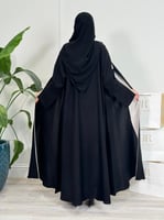 عباية الجوري ا قماش كتان اسود و بيج