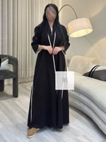 عباية ندى l بقماش جوخ بتحديد ناعم - بني