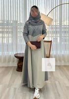 تشكيلة الصيف | عباية بقماش كتان رمادي فاتح - ساده