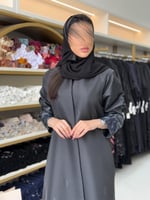 عباية ايلول بقماش جاكار كحلي