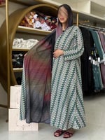 عباية نور بقماش شليشان ماتشاء تو فيس اخضر فاتح