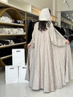 عباية روعه بقماش حرير مغسول مشجر تركي بيج