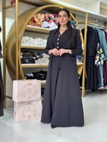 عباية عنقاء | بليزر طقم تركي ثلاث قطع اسود