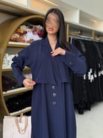 عباية تارا بقماش حرير مغسول مزين بازره كحلي