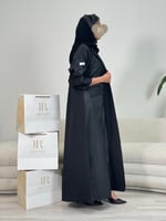 عباية أزهار ا بقماش كريب الاناقه اسود