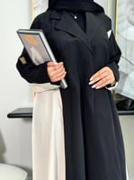 عباية توبا ا حرير مغسول اسود وبيج