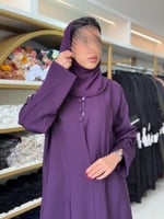 عباية ليان بقماش كريب باربي مزين بازرة خزامى