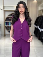 بليزر | عباية اسرار بقماش كريب باربي تركي بنفسجي (...