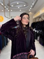 عباية حوريه بقماش مخمل مكسر مع كريب ايطالي عودي