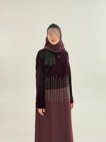 بليزر | عباية لولوه بقماش مخمل كوري بشك عنابي