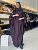 عباية زمرده بشت بقماش كريب احساس ناعم موف