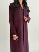 عباية غدي بقصة بليزر بقماش كريب باربي برغندي