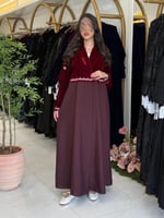 عباية محاسن بقماش مخمل كوري تدخيلات كريب الاناقه ب...