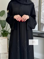 عباية لتين | بقماش انترنت كويتي تطريز اسود