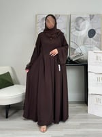 عباية عهد | قماش رموش بني