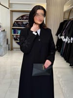 بليزر | عباية سمو بقماش كريب رموش مزين بشك اسود