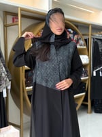 عباية سهام كريب الاناقة تدخيلات روكاما تركواز