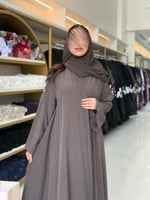 عباية جيلا بقماش كريب ارماني زيتي