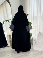 عباية جيان | اسود تدخيلات مقلم وفضي