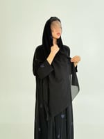 عباية سلام بقماش كريب كوبرا بتطريز ورد كحلي