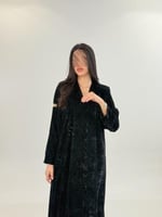 عباية علياء بقماش مخمل كوري مكسر تركوازي