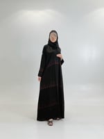 عباية حنيه بقماش كريب الابداع بتطريز هاري عنابي