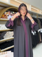 عباية اشواق بقماش كريب اوكراني ربطه بالكم عنابي