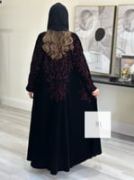 عباية انجيلا ا مخمل بتطريز - عنابي