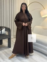 عباية سديم l بقماش كريب الاناقة هدب - بني