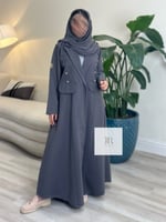 عباية اصايل l بقماش جوخ شتوي - رمادي