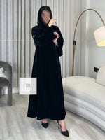 عباية سكينه l دبل كلوش مخمل كوري - اسود