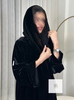 عباية سكينه l دبل كلوش مخمل كوري - اسود