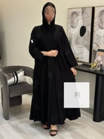 عباية ميني مات مطرز نثر - اسود