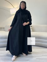 عباية بدور ا بقماش مكس شامواه وكاروهات - اسود