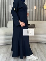 عباية دينا كريب مغسول تطريز دردوزي - كحلي