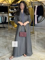 جديد الصيف | عباية بقماش لنن مطرز - رمادي