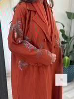 عباية كريب الراقي تطريز اغصان - برتقالي