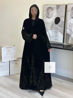 عباية ريفال l مخمل كوري بتطريز مميز -اخضر