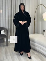 عباية سكينه l دبل كلوش مخمل كوري - اسود