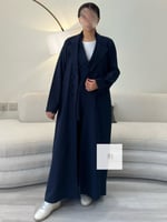 طقم كريب مقلم - كحلي