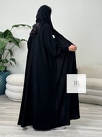 عباية ملاذ l بليزر ملكي دبل ياقه واسواره - اسود