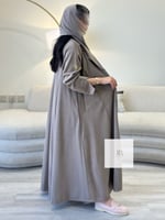 جديد الشتاء l عباية بالين بقماش شامواه - بيج