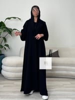 عباية ملاذ l بليزر ملكي دبل ياقه واسواره - اسود